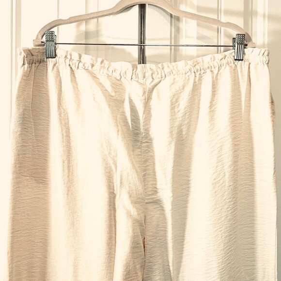 H&M Linen Blend Pull-on, High-rise, Cropped Pants in Cream (XL) New with Tag - Picture 8 of 10